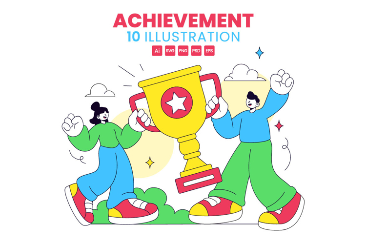 10 Achievement Vector Illustration