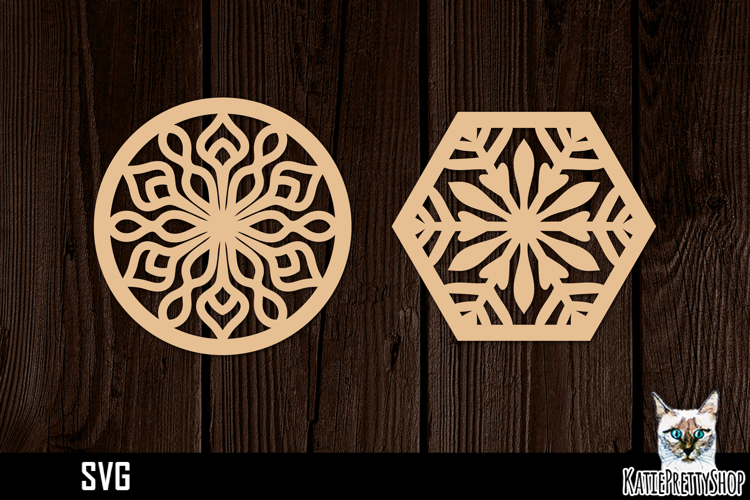 Lasercut Snowflake Coasters, Christmas coaster svg cut file