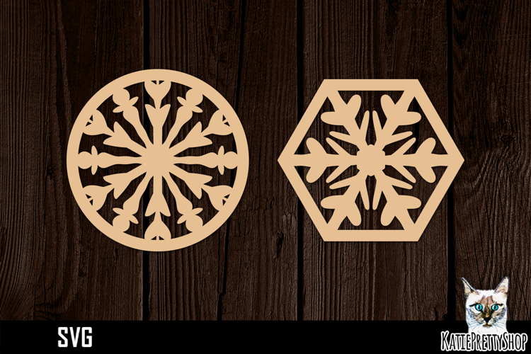 Lasercut Snowflake Coasters, Christmas coaster svg cut file
