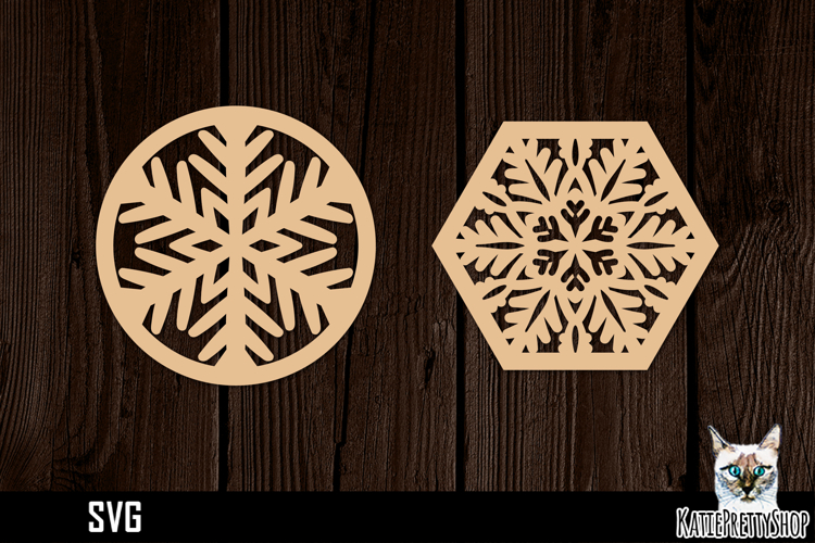 Lasercut Snowflake Coasters, Christmas coaster svg cut file