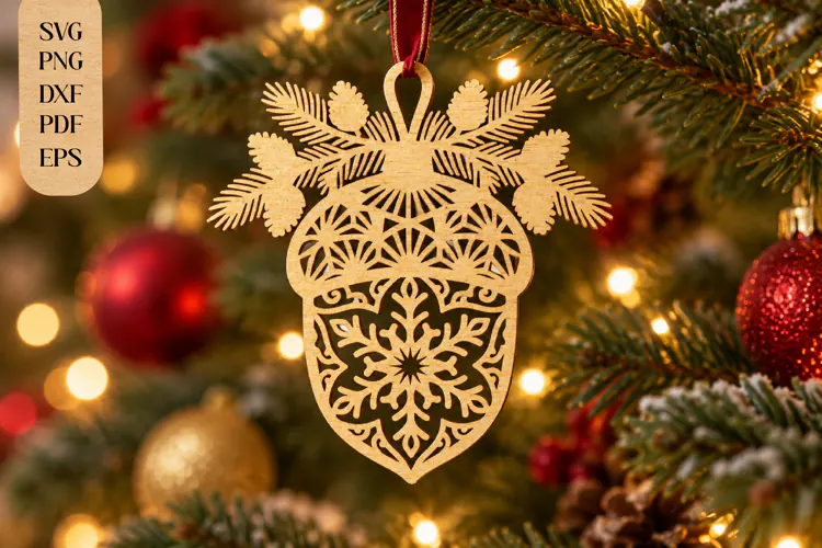Acorn Christmas Ornament Laser Cut SVG