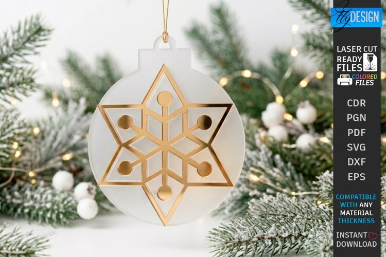 Acrylic Christmas Ornament Laser Cut | Christmas Tree Décor example image 1