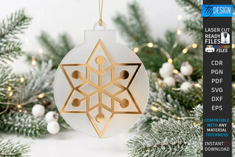 Acrylic Christmas Ornament Laser Cut | Christmas Tree Décor