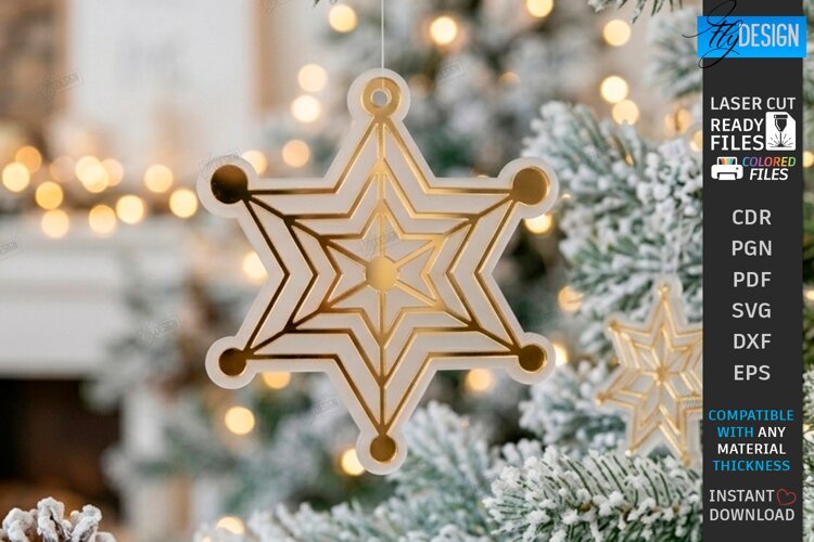 Acrylic Christmas Ornament Laser Cut | Christmas Tree Décor example image 1