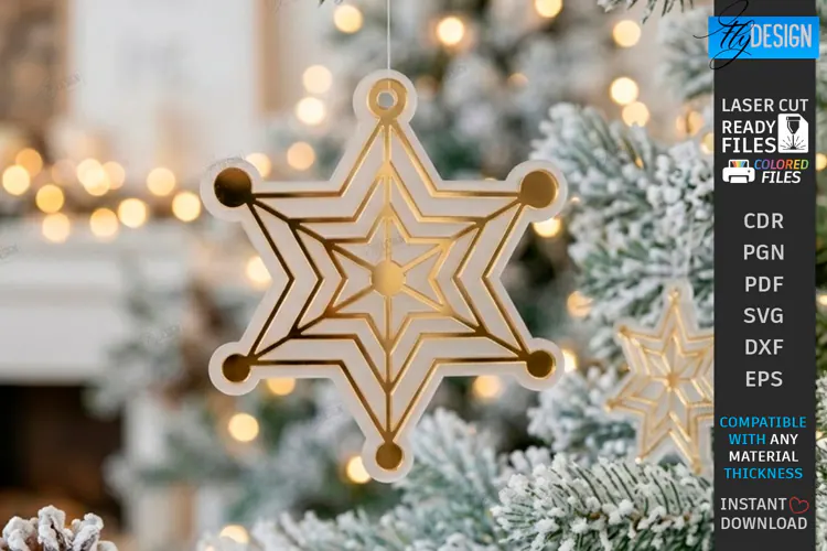 Acrylic Christmas Ornament Laser Cut | Christmas Tree Décor