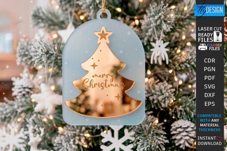 Acrylic Christmas Ornament Laser Cut | Christmas Tree Décor example image 1