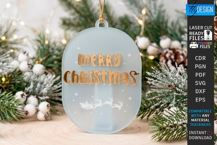 Acrylic Christmas Ornament Laser Cut | Christmas Tree Décor example image 1