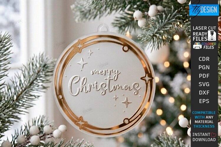 Acrylic Christmas Ornament Laser Cut | Christmas Tree Décor example image 1