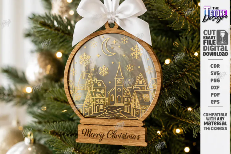 3D Wooden and Acrylic Christmas Tree Ornament Laser Cut |CNC