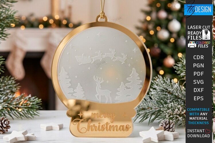 Acrylic Christmas Ornament Laser Cut | Christmas Tree Décor example image 1