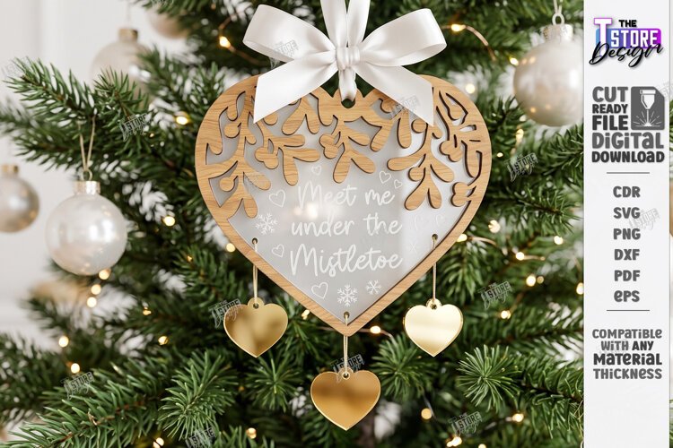 3D Wooden and Acrylic Christmas Tree Ornament Laser Cut |CNC example image 1