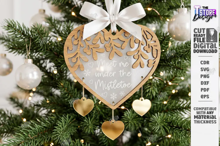3D Wooden and Acrylic Christmas Tree Ornament Laser Cut |CNC