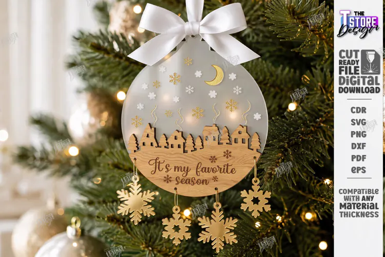 3D Wooden and Acrylic Christmas Tree Ornament Laser Cut |CNC