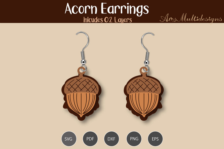 Acorn Earrings SVG example image 1
