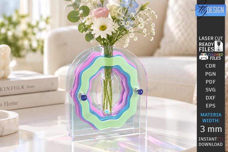 Acrylic Gradient Vase Laser Cut | Modern Acrylic Flower Vase example image 1