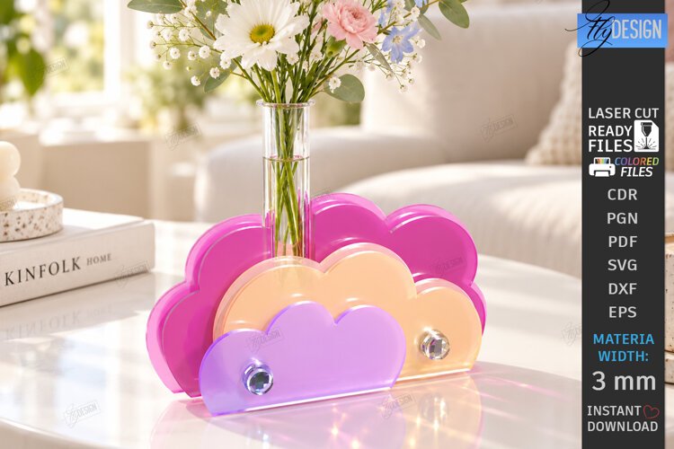 Acrylic Gradient Vase Laser Cut | Modern Acrylic Flower Vase example image 1