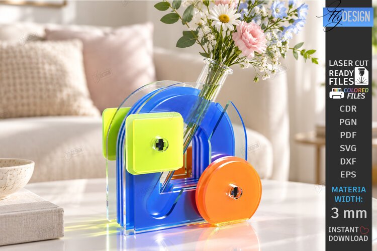 Acrylic Gradient Vase Laser Cut | Modern Acrylic Flower Vase example image 1
