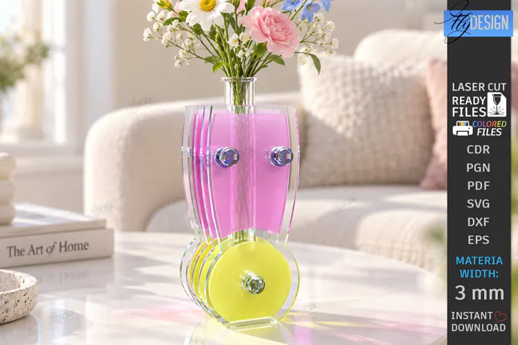 Acrylic Gradient Vase Laser Cut | Modern Acrylic Flower Vase