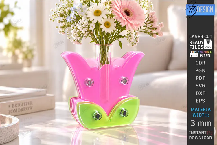 Acrylic Gradient Vase Laser Cut | Modern Acrylic Flower Vase