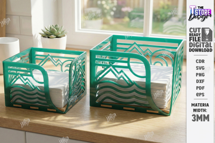 Acrylic Napkin Holder Laser Cut | Modern Napkin Stand SVG
