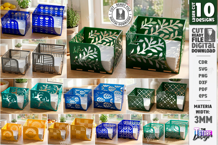 Acrylic Napkin Holders Laser Cut Bundle | Modern Kitchen SVG