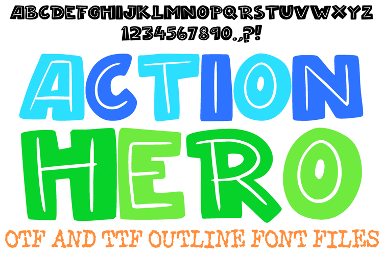 Action Hero Lettering Font Cartoon Handwriting ABC OTF Type