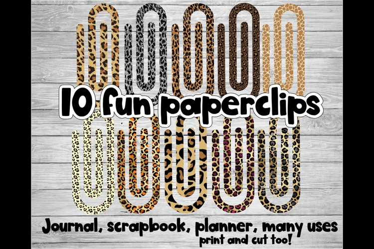 Planner paper clips leopard scrapbook junk journal png clip