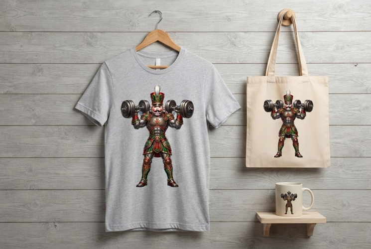 Buff Nutcracker Athlete Lifting Barbell Christmas Graphic