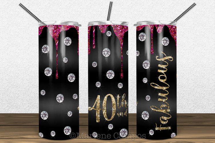 Glamour 40th and Fabulous Skinny Tumbler Sublima|Red example image 1