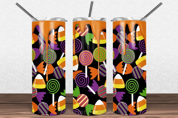 Halloween Candy Skinny Tumbler Sublimation|Orange spilled