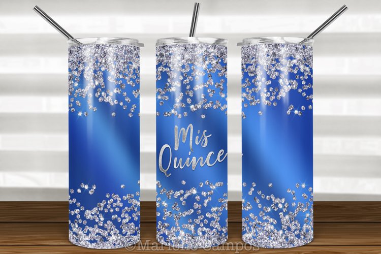 Mis Quince 20oz Skinny Tumbler|Royal Blue|15th Birthday