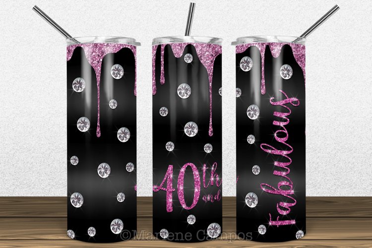 Glamour 40th and Fabulous Skinny Tumbler Sublimation|RG-P example image 1