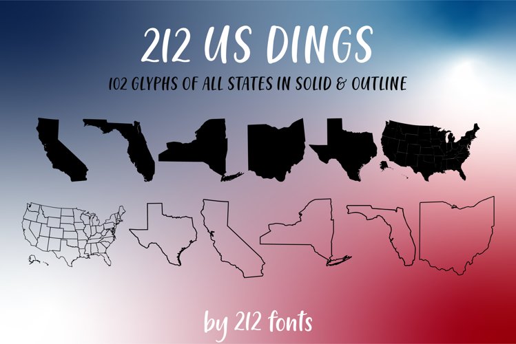 212 US Dings United States Dingbat Solid and Outline Font example image 1