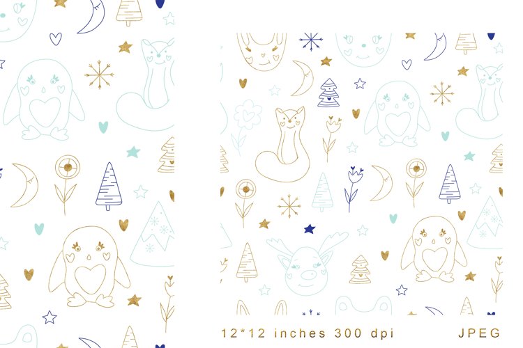 Scandi Animals Digital Paper. Baby Animals Seamless Pattern example image 1