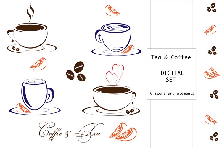 Coffee and Tea Digital icon set example image 1