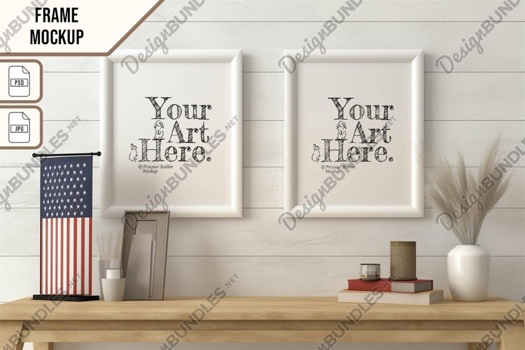 Wooden Frame Smart Mockup PSD   JPG Template Graphic