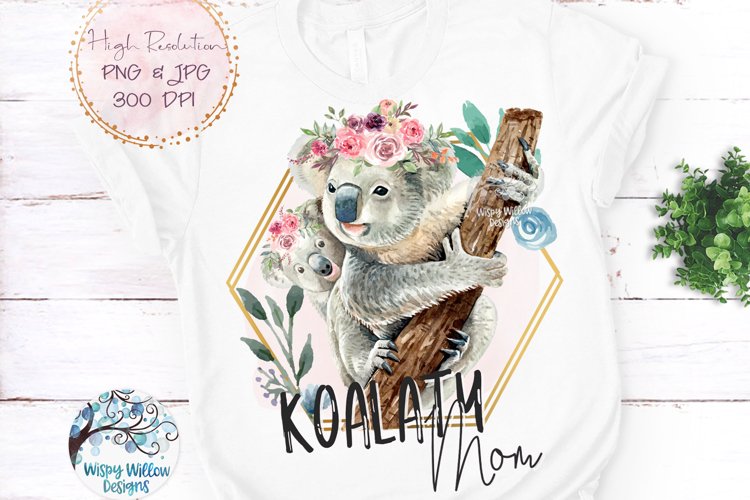 Koalaty Mom | Koala Watercolor Sublimation File PNG example image 1