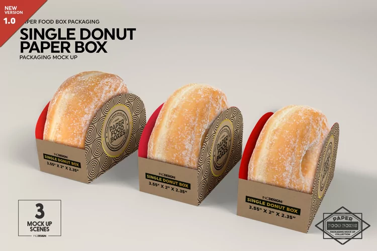 Single Donut Box Packaging Mockup