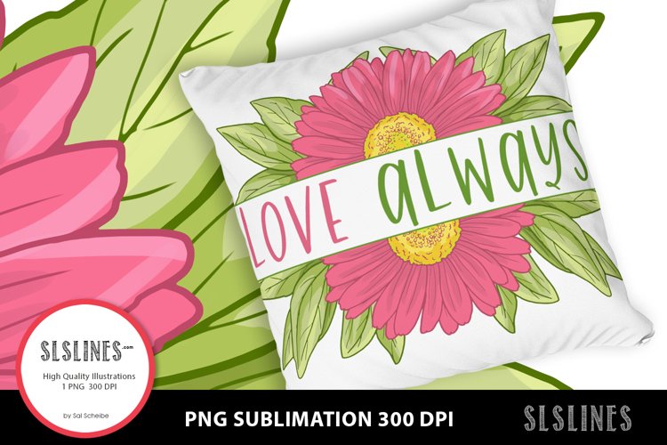 Pink Daisy - Love Always PNG sublimation example image 1