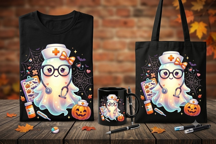 Cute Halloween Nurse Ghost PNG | Spooky Nurse Clipart Design