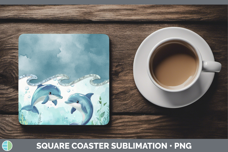 Add A Name Dolphin Square Coaster Sublimation Coaster Design