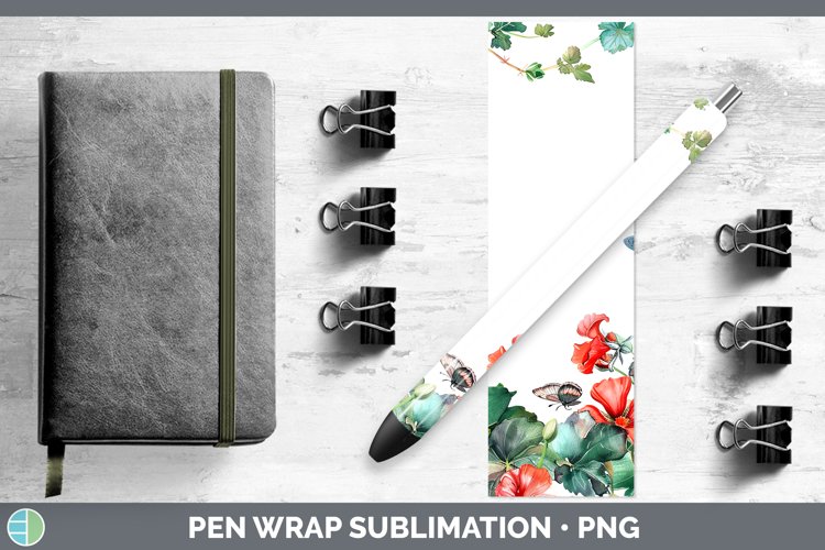 Add a Name Flowers Geranium Pen Wrap Sublimation Epoxy Pen D