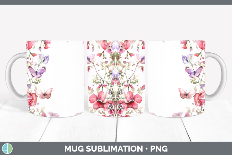 Add a Name Flowers Sweet Pea Mug Wrap Sublimation Coffee Cup