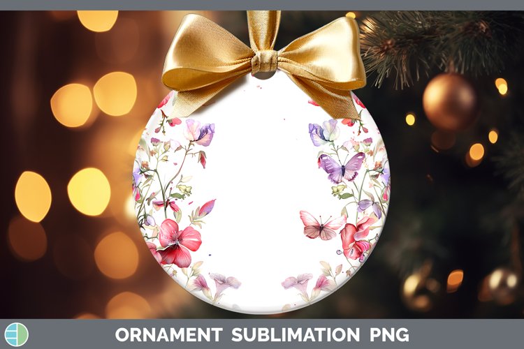 Add a Name Flowers Sweet Pea Ornament Sublimation Bauble Des