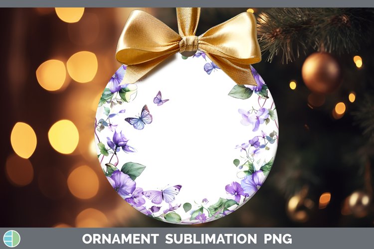 Add a Name Flowers Violet Ornament Sublimation Bauble Design