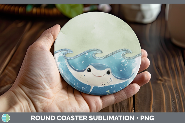 Add A Name Manta Ray Round Coaster Sublimation Coaster Desig
