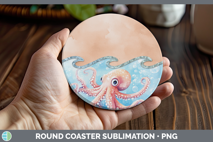 Add A Name Octopus Round Coaster Sublimation Coaster Designs