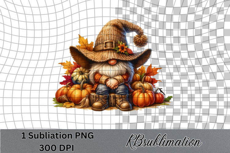 Autumn Gnome Watercolor Clipart, Transparent Background