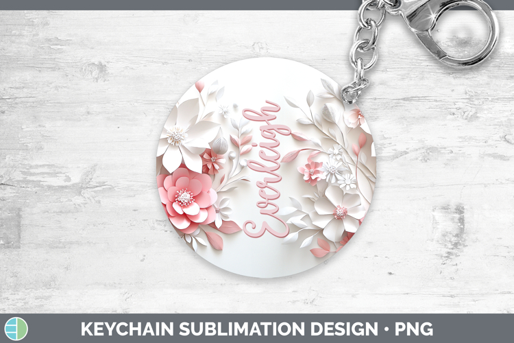 Add Name 3D Flowers Keychain Sublimation Keyring Designs