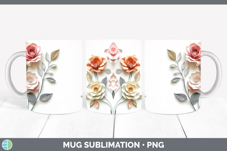 Add Name 3D Flowers Mug Wrap Sublimation Coffee Cup Designs